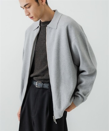 棉混喀什米爾拉鍊開襟衫