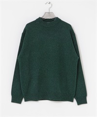 混色紗圓領針織衫(綠色-M-GREEN)