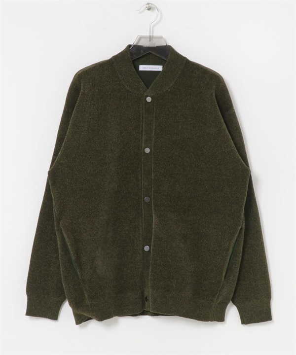 雪尼爾紗針織開襟衫(卡其綠-M-KHAKI)