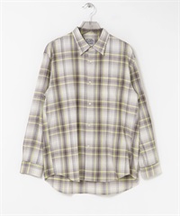 【別注】OUTDOOR EXCHANGE / 法蘭絨格紋襯衫(黃色x棕色-M-COLOR B)