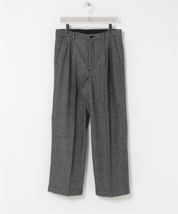 人字紋寬褲(灰色-M-GRAY)