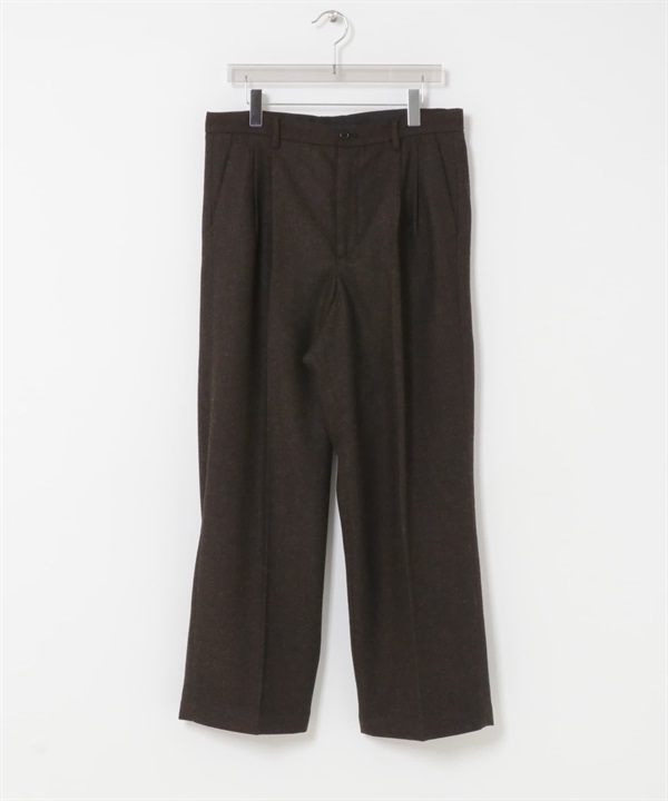 人字紋寬褲(棕色-M-BROWN)