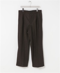 人字紋寬褲(棕色-M-BROWN)