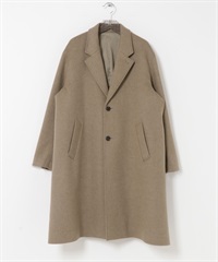 羊毛寬版切斯特大衣(褐灰色-M-其他膚色)