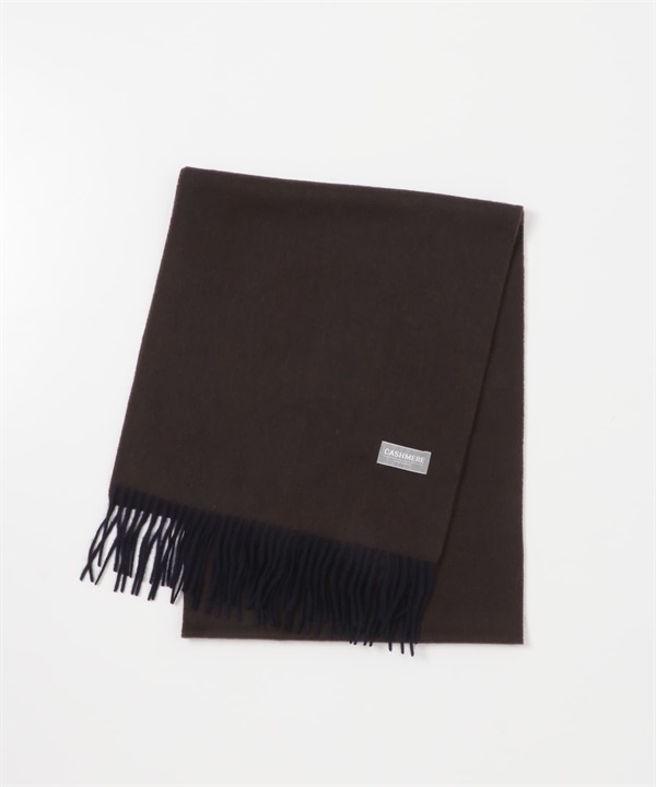 雙面喀什米爾圍巾(棕色x藏青色-FREE-COLOR A)