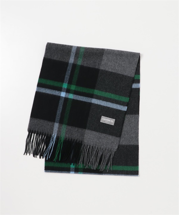 格紋喀什米爾圍巾(黑色格紋-FREE-其他黑色)