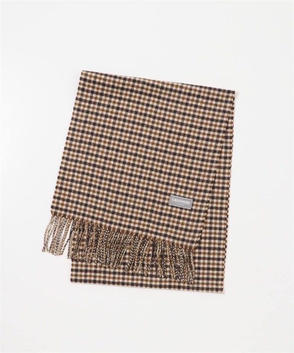 格紋喀什米爾圍巾(膚色x棕色-FREE-其他棕色)