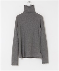 喀什米爾絲質高領上衣(條紋-FREE-其他黑色)