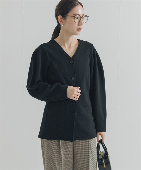 蓬袖裏起毛開襟衫