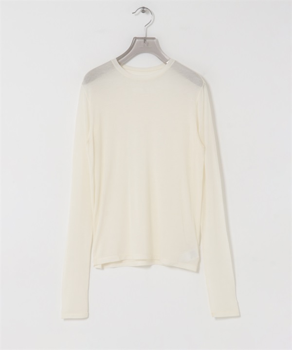 喀什米爾絲質圓領上衣(米白色-FREE-OFF WHITE)