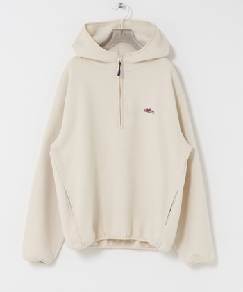 【別注】THOUSAND MILE / 針織刷毛半拉鍊連帽上衣(米白色-L-OFF WHITE)