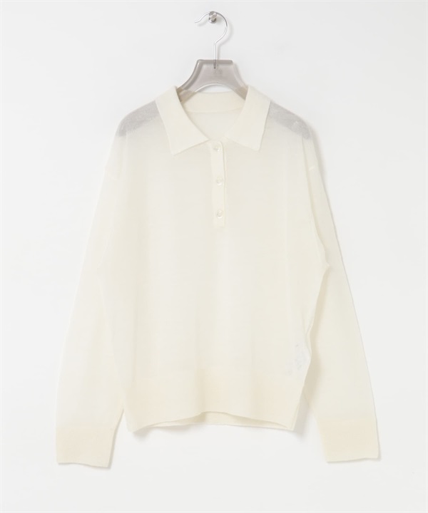 絨毛感POLO領針織衫(米色-FREE-OFF WHITE)