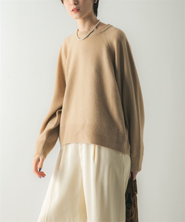 喀什米爾強縮圓領針織衫