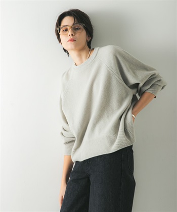 喀什米爾強縮圓領針織衫