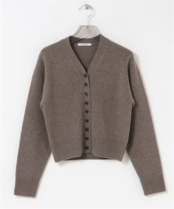 喀什米爾強縮V領開襟衫(棕色-FREE-其他棕色)