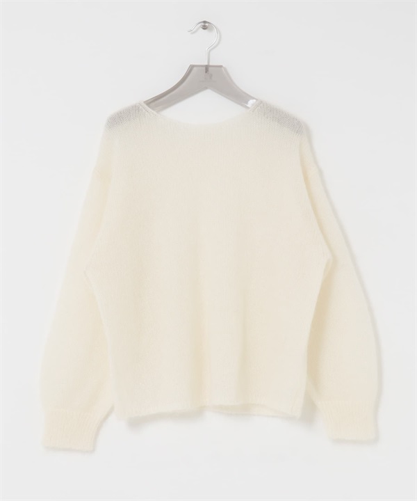 馬海毛寬鬆針織衫(米白色-FREE-OFF WHITE)