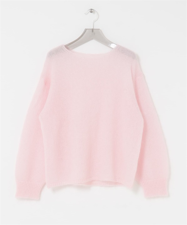 馬海毛寬鬆針織衫(淺粉紅色-FREE-LIGHT PINK)