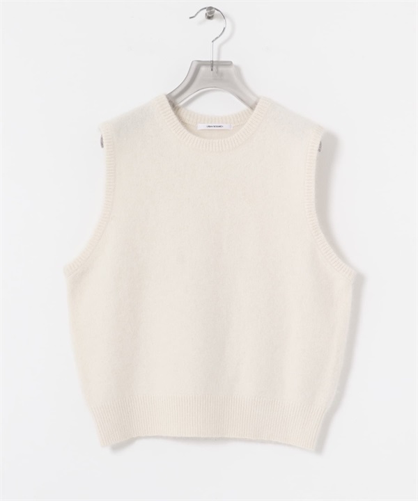 狐狸毛混喀什米爾圓領背心(米色-FREE-OFF WHITE)