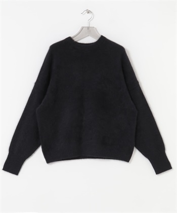 狐狸毛喀什米爾寬鬆針織衫(黑色-FREE-BLACK)