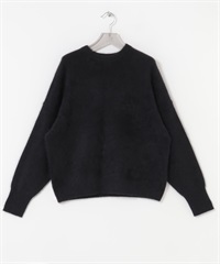 狐狸毛喀什米爾寬鬆針織衫(黑色-FREE-BLACK)