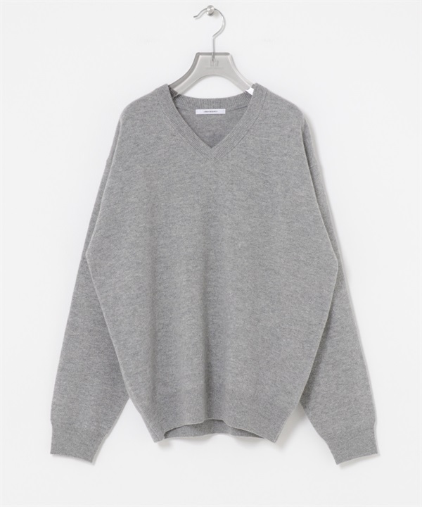 純羊毛V領寬鬆柔軟針織衫(灰色-FREE-GRAY)