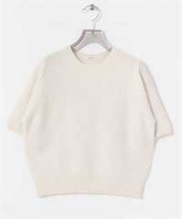 狐狸毛混喀什米爾五分袖針織衫(米色-FREE-OFF WHITE)