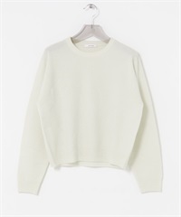 純羊毛圓領柔軟針織衫(米白色-FREE-OFF WHITE)