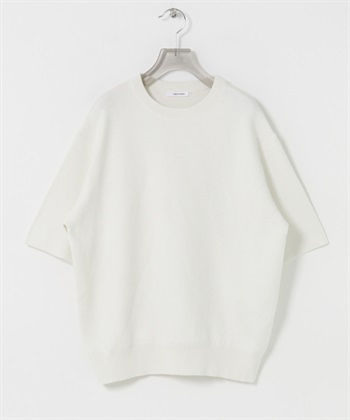 棉混喀什米爾五分袖針織衫(米白色-FREE-OFF WHITE)