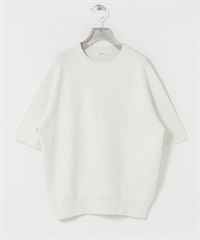 棉混喀什米爾五分袖針織衫(米白色-FREE-OFF WHITE)