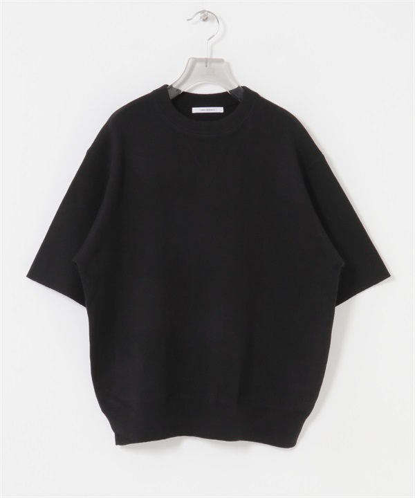 棉混喀什米爾五分袖針織衫(黑色-FREE-BLACK)