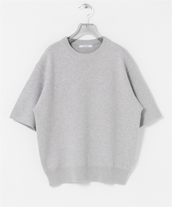 棉混喀什米爾五分袖針織衫(灰色-FREE-GRAY)