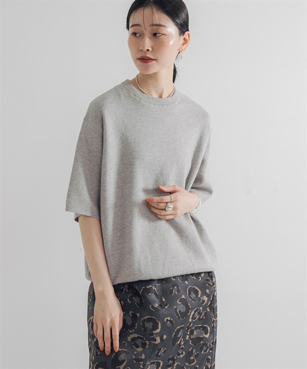 棉混喀什米爾五分袖針織衫