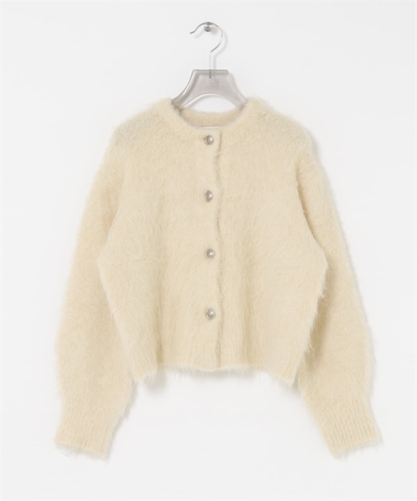 絨毛針織開襟衫(亞麻色-FREE-其他白色)