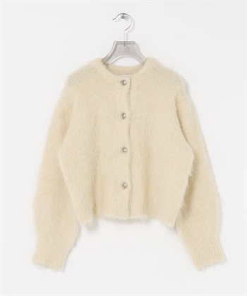 絨毛針織開襟衫(亞麻色-FREE-其他白色)