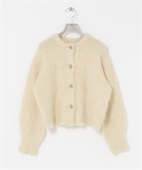 絨毛針織開襟衫(亞麻色-FREE-其他白色)