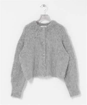 絨毛針織開襟衫(灰色-FREE-GRAY)