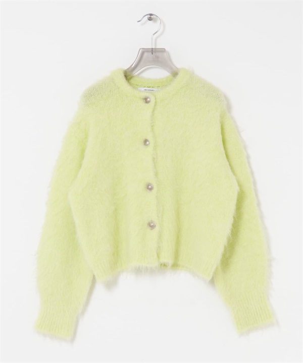 絨毛針織開襟衫(萊姆黃-FREE-其他綠色)