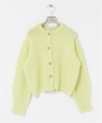 絨毛針織開襟衫(萊姆黃-FREE-其他綠色)