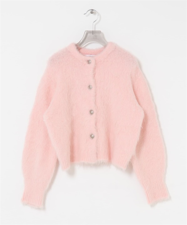 絨毛針織開襟衫(粉紅色-FREE-PINK)