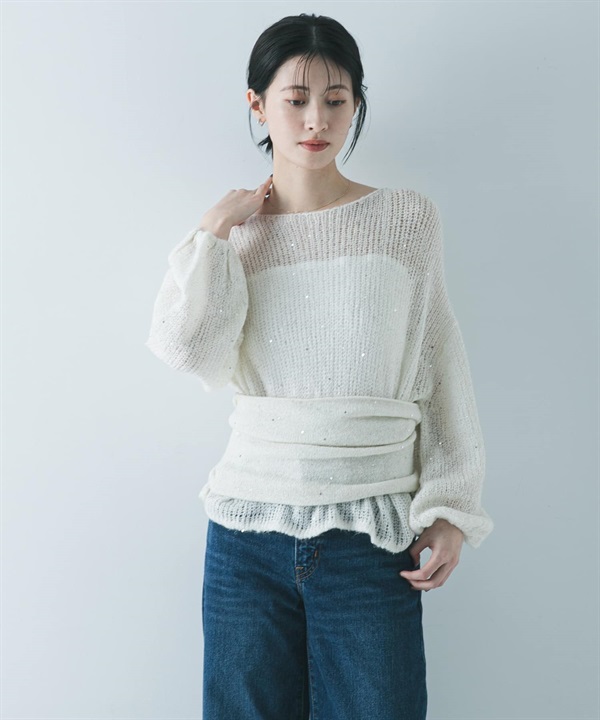 亮片馬海毛寬鬆針織衫