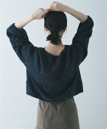 亮片馬海毛寬鬆針織衫