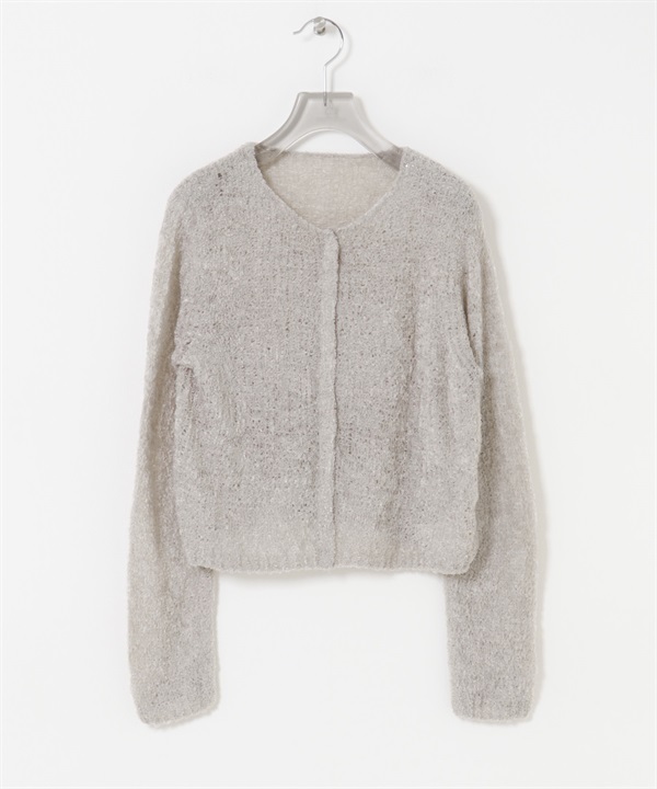 透膚雪尼爾紗短版開襟衫(淺灰色-FREE-LIGHT GRAY)