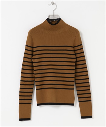 UR TECH 高領羅紋針織衫(棕色x黑色-FREE-其他棕色)