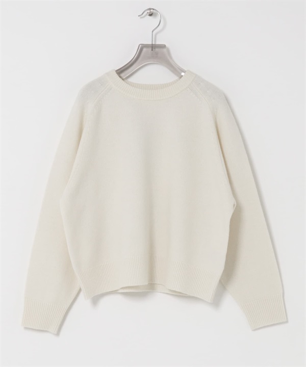 可機洗羊毛喀什米爾針織衫(米白色-FREE-OFF WHITE)