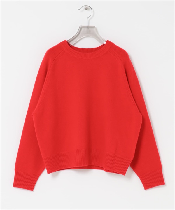 可機洗羊毛喀什米爾針織衫(紅色-FREE-RED)