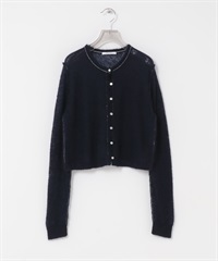 透膚馬海毛開襟衫(藏青色-FREE-NAVY)