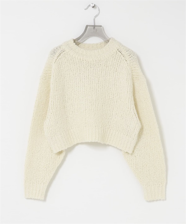 蓬鬆圈圈紗針織衫(米白色-FREE-OFF WHITE)