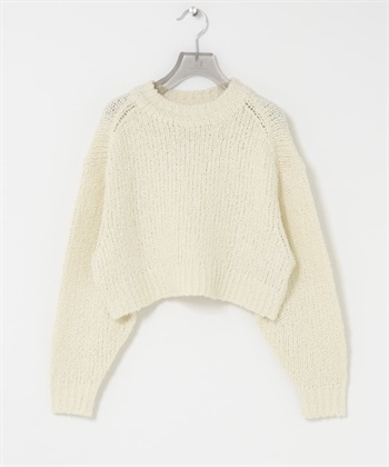 蓬鬆圈圈紗針織衫(米白色-FREE-OFF WHITE)