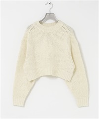 蓬鬆圈圈紗針織衫(米白色-FREE-OFF WHITE)