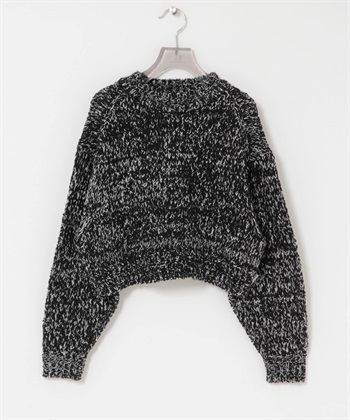 蓬鬆圈圈紗針織衫(黑色混色-FREE-其他黑色)